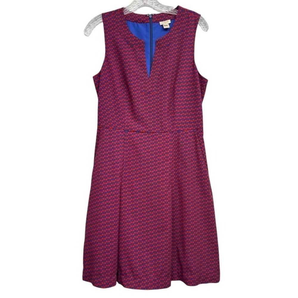 J.‎ Crew Women's Cherry Print V-Neck Sleeveless Fit Flare Dress Size 6